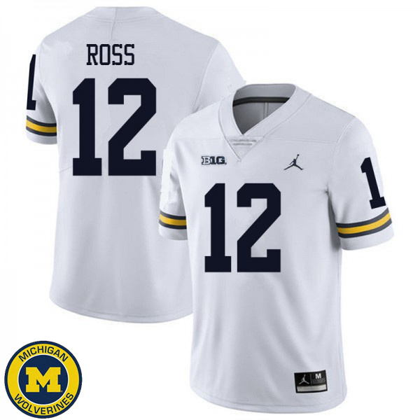 Men's Michigan Wolverines #12 Josh Ross White Jordan Brand NCAA Football Jersey